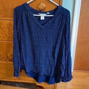 Navy Blue V-Neck Blouse Size 6